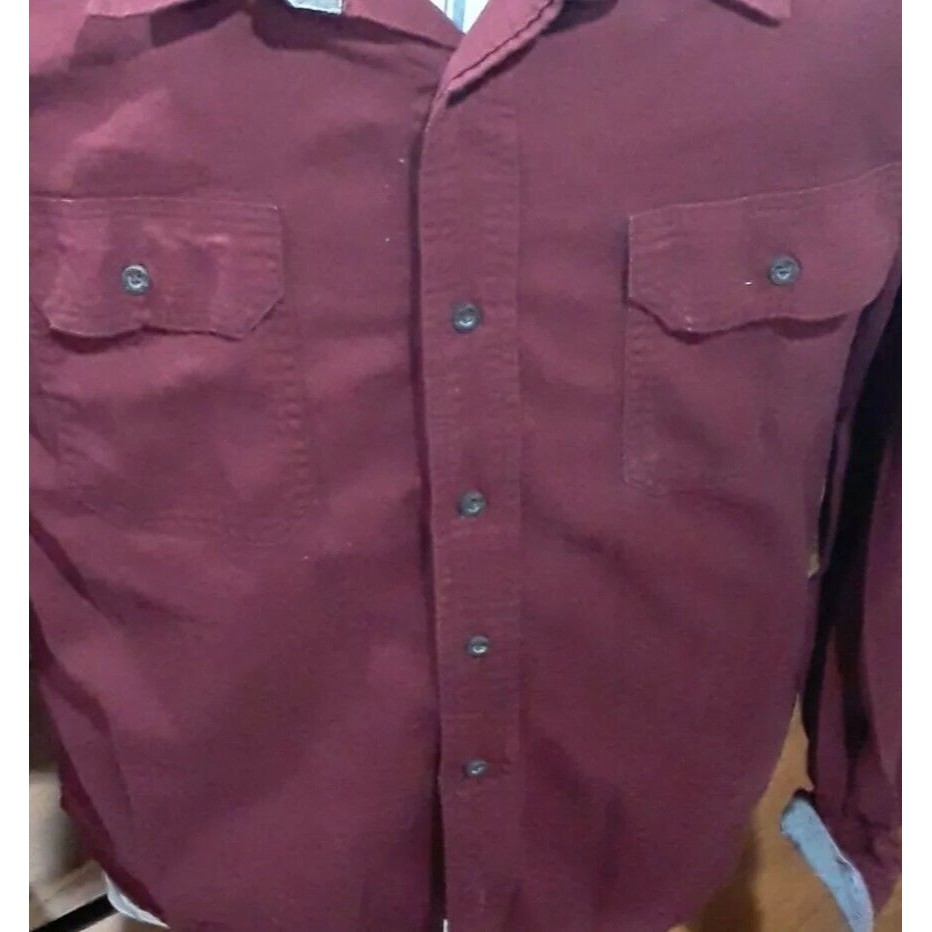 Wrangler Men's Flex For Comfort Burgundy Shirt Heavyweight Cotton Size Medium